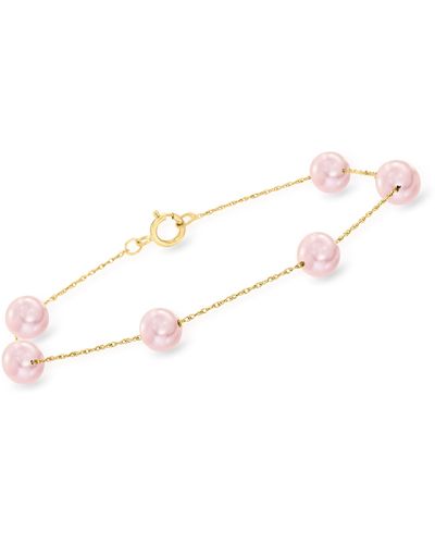 Ross-Simons 6-6.5mm Pink Cultured Pearl Station Bracelet - Multicolor