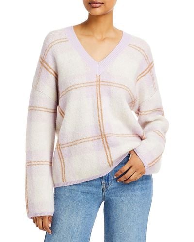 Rails Colleen Mohair Blend Plaid Pullover Sweater - White