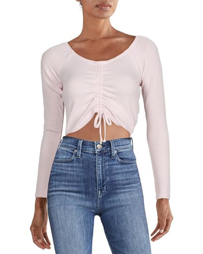 Madden Girl Juniors Ribbed Ruched Crop Top - Blue