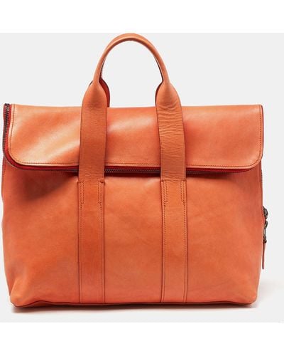 3.1 Phillip Lim Leather Fold Over Tote - Orange