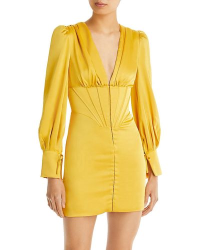 Lavish Alice Satin Short Mini Dress - Yellow
