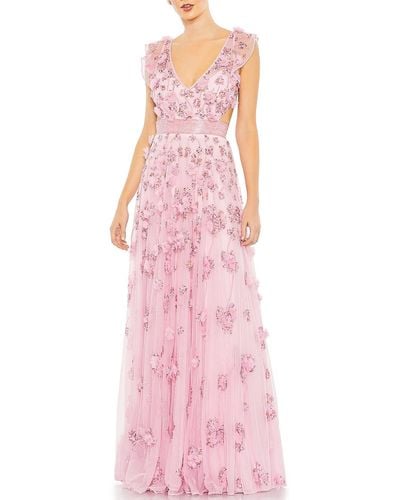 Mac Duggal Sequined Maxi Evening Dress - Pink