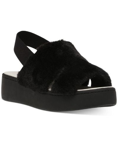 Anne Klein Tee02 Slingback Open Toe Platform Sandals - Black