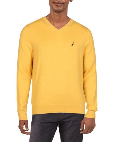 Nautica Logo Long Sleeves V-neck Sweater - Yellow