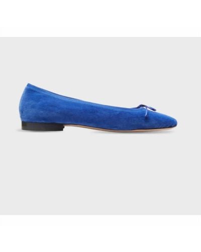 ANN MASHBURN Square Toe Velvet Ballet Shoe - Blue