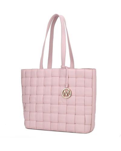 MKF Collection by Mia K Rowan Woven Vegan Leather Tote Bag - Pink