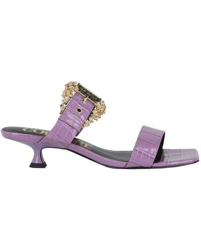 Versace Jeans Couture Croc-embossed Mules - Purple