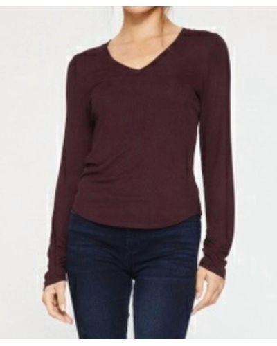 Another Love Long Sleeve Ruched Cuff Top - Purple