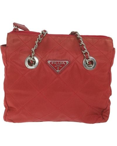 Prada Tessuto Synthetic Shoulder Bag (pre-owned) - Red