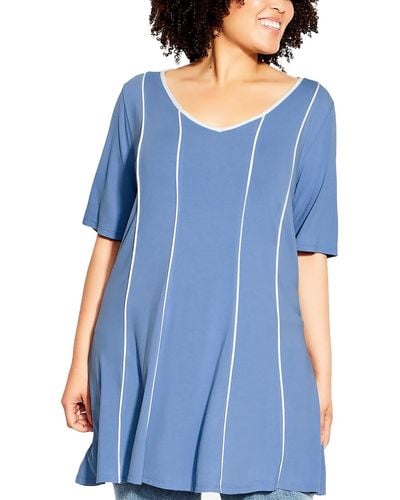 Avenue Plus Casual Day To Night Tunic Top - Blue