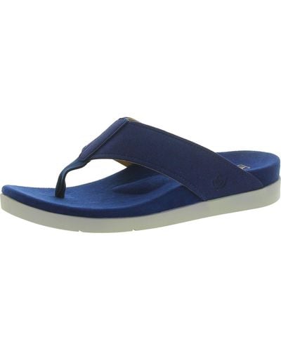 Spenco Hampton Faux Suede Slip On Thong Sandals - Blue