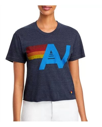 Aviator Nation Logo Tee In Charcoal - Blue