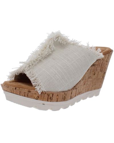 Minnetonka York Peep Toe Slide On Wedge Sandals - White