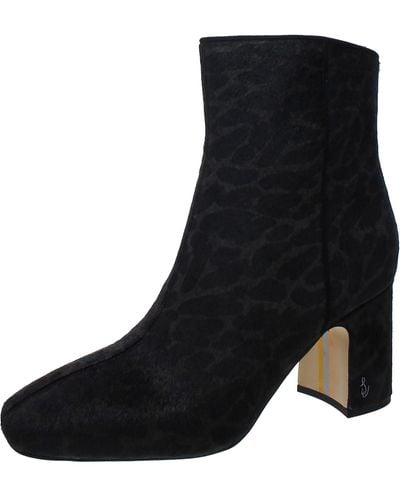 Sam Edelman Fawn 2 Calf Hair Leopard Print Ankle Boots - Black