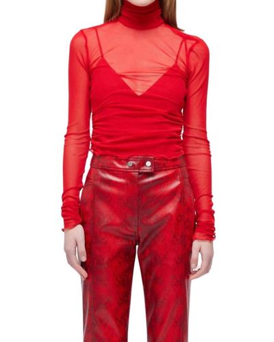 Jonathan Simkhai Velora Long-sleeved Bodysuit In Apple - Red