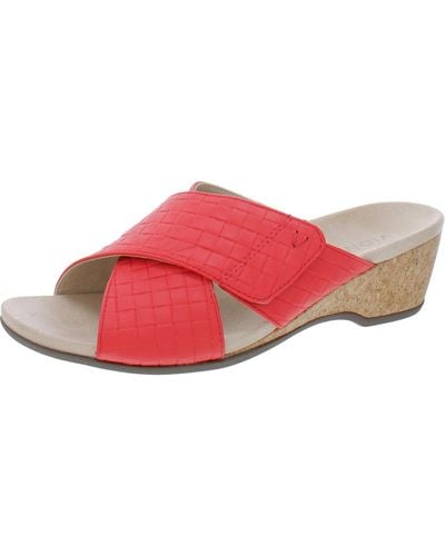 Vionic Paradise Leticia Lzrd Open Toe Slip On Wedge Sandals - Red