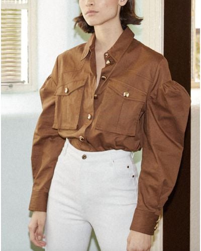 Acler Dunbar Puff Sleeve Shirt - Brown
