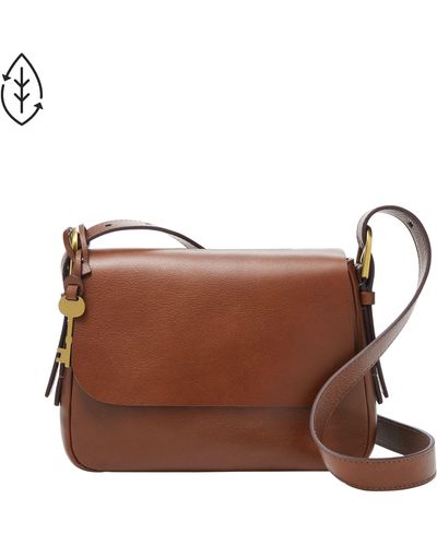 Fossil Harper Eco-leather Small Flap Crossbody Purse Handbag - Brown