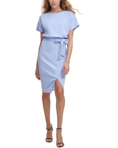 Kensie Blouson Split Wrap Dress - Blue