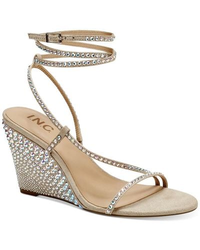 INC Ren Dressy Slip On Wedge Sandals - Metallic