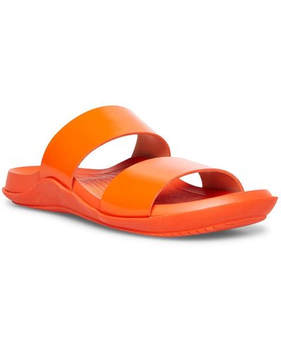 Steve Madden Libraa Faux Leather Slip On Slide Sandals - Orange