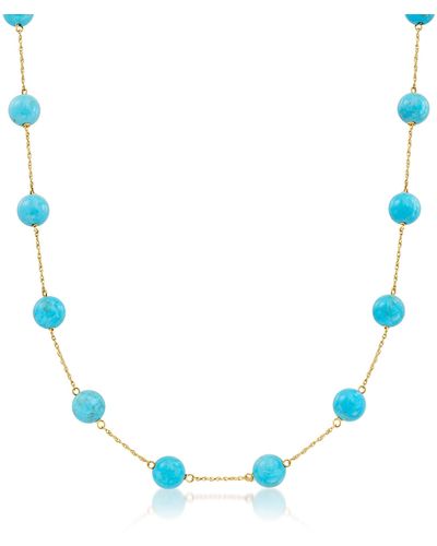 Ross-Simons 8mm Turquoise Bead Station Necklace - Blue