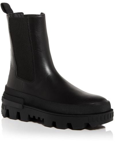 Moncler Coralyne Leather Stretch Mid-calf Boots - Black