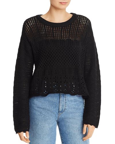 Aqua Crochet Crewneck Sweater - Black