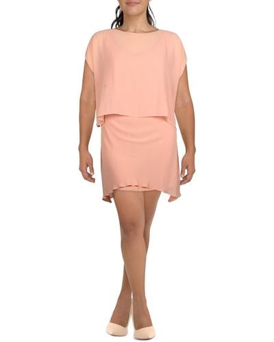 Lauren by Ralph Lauren Chiffon Short Sleeves Cocktail And Party Dress - Pink