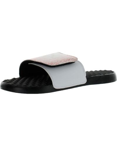 iSlide Mantra Slide Faux Leather Slip On Slide Sandals - Black