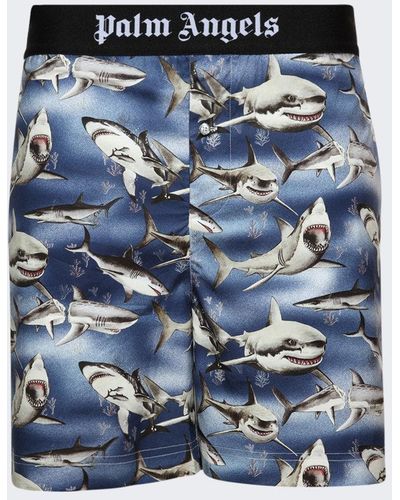 Palm Angels Sharks Easy Shorts - Blue