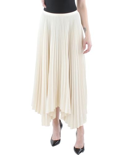 Polo Ralph Lauren Pleated Midi Asymmetrical Skirt - Natural