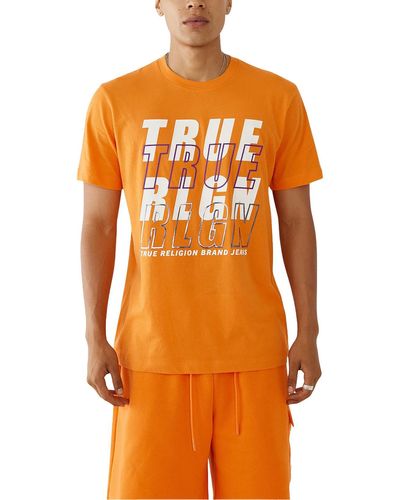 True Religion Cotton Crewneck Graphic T-shirt - Orange