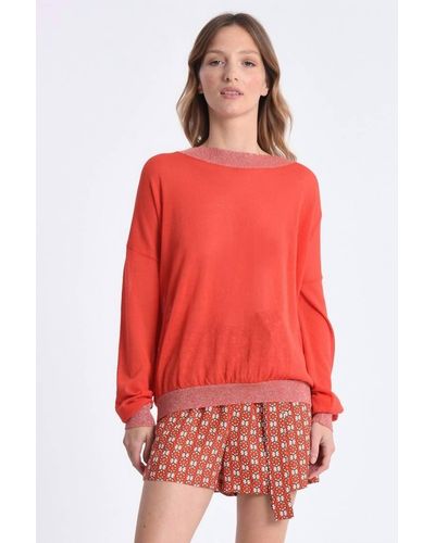 Molly Bracken Casual Chic Sweater - Red
