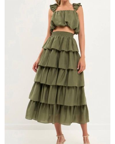 Endless Rose Lydia Tiered Skirt Set - Green