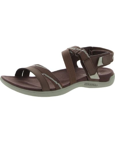 Merrell District Mendi Backstrap Leather Comfort Flat Sandals - Brown