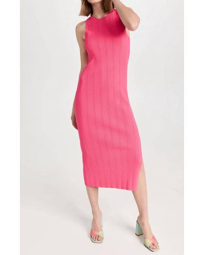 FRAME Mixed Rib Cutout Tank Dress - Pink