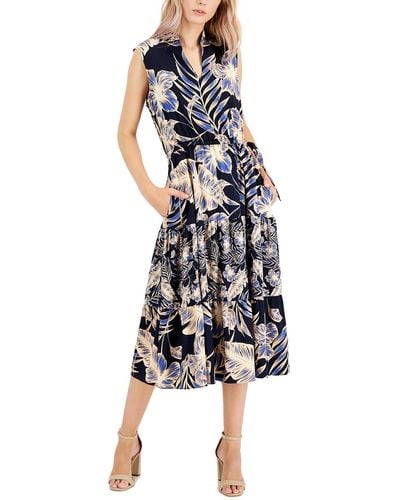 Anne Klein Floral Sleeveless Midi Dress - Multicolor