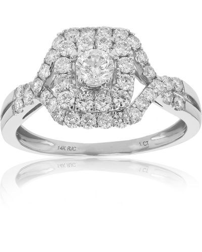 Vir Jewels 1 Cttw Diamond Criss-cross Wedding Engagement Ring 14k White Gold Square Bridal - Metallic