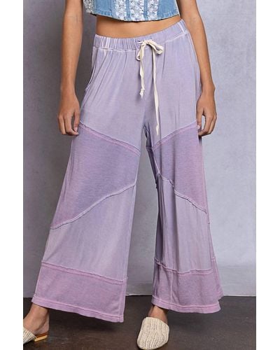 Pol Contrast Knit Culottes - Purple