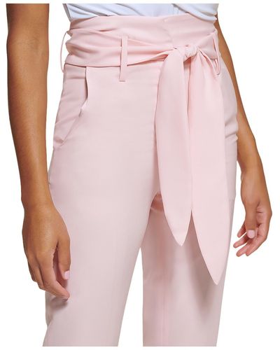 DKNY Polyester Flat-front High-waist Pants - Pink