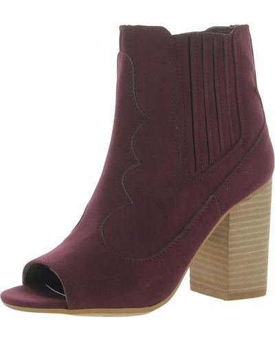 Carlos By Carlos Santana Corby Faux Suede Stacked Heel Booties - Purple