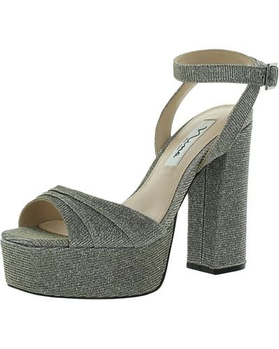 Nina Dorcas Shimmer Ankle Strap Platform Sandals - Gray
