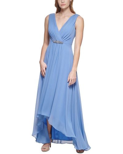 Eliza J Beaded Maxi Evening Dress - Blue