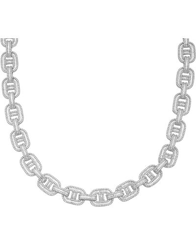 Fine Jewelry 22" All Over Diamond Oversized Link Chain Necklace 14k Gold - Metallic