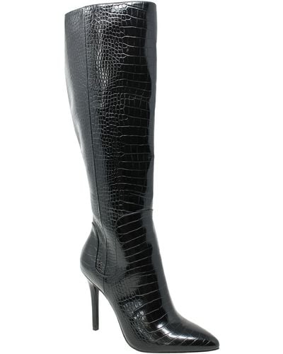Charles David Panic Zipper Pointed Toe Knee-high Boots - Black