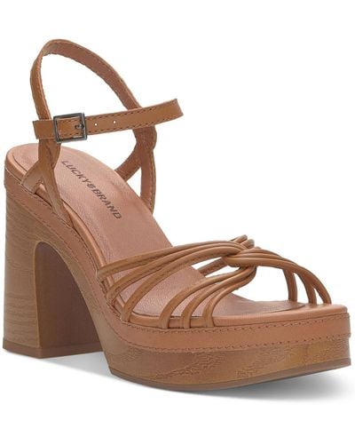 Lucky Brand Ismene Leather Buckle Platform Sandals - Brown