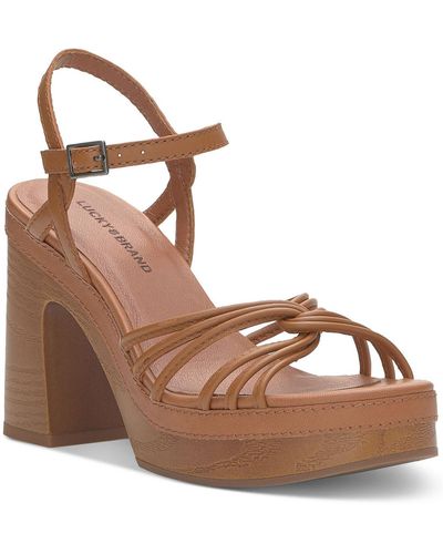 Lucky Brand Ismene Leather Buckle Platform Sandals - Brown