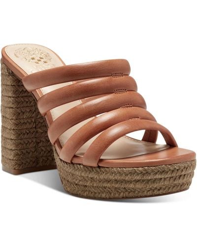 Vince Camuto Patrest Leather Strappy Espadrille Heels - Brown