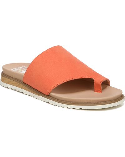 Dr. Scholls Island Peace Faux Leather Toe Loop Slide Sandals - Pink